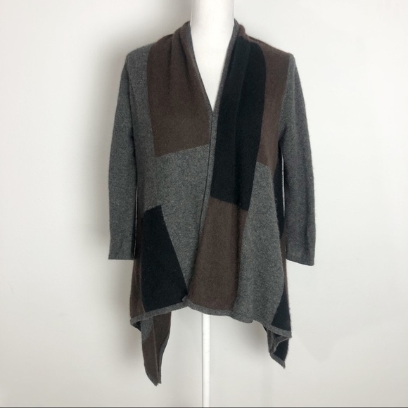 LXRI Cashmere Sweaters - LXRI 100% Cashmere Poncho Colorblock Cardigan